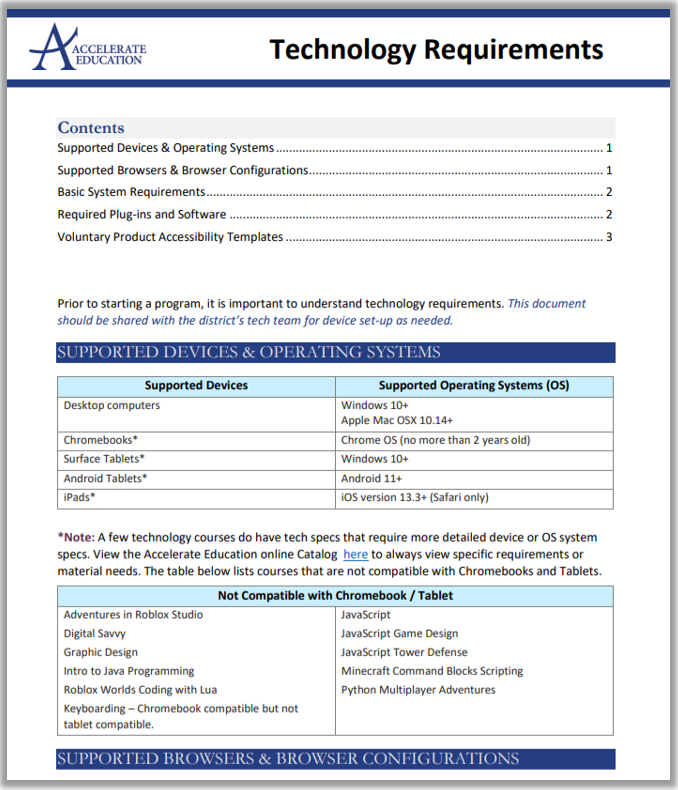 AE Tech Requirement document image.