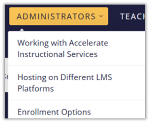 Administrator subpage menu